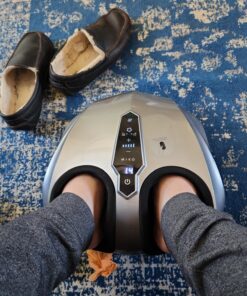 MIKO Foot Massager Machine with Deep-Kneading, Compression, Shiatsu, and Heat for Plantar Fasciitis, Neuropathy, Fits up to Men Size 13 Grey With Button 44 816ScWc3viL