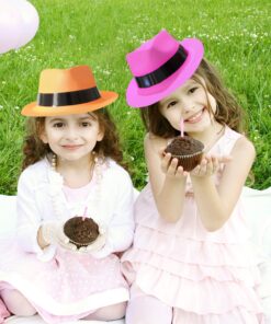 Novelty Place 12Pcs Neon Plastic Party Hats, Gangster Mafia Style for Kids and Adults in Birthday, Concerts, Music Party pack of 12 Multicolored 14 816SijbuDRL