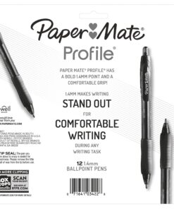 Paper Mate Profile Retractable Ballpoint Pens, Bold (1.4mm), Assorted Colors, 12 Count 26 816UVRaKiGL