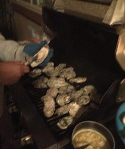 HiCoup Oyster Shucking Knife and Glove Kit - Clam and Oyster Knife Shucker Set with Stainless Steel Seafood Opener Tool, Wood Handle and Gloves 64 816V4oRyYHL