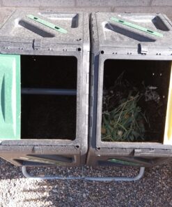 Dual Chamber Compost Tumbler – Easy-Turn, Fast-Working System – All-Season, Heavy-Duty, High Volume Composter with 2 Sliding Doors - (2 – 18.5gallon /70 Liter) 29 816VLyspYL