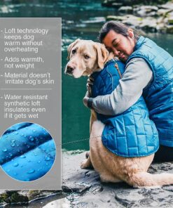 Kurgo Loft Dog Jacket, Reversible Dog Coat, Wear with Harness or Sweater, Water Resistant, Reflective, Winter Coat For Large Dogs (Coastal Blue, XL) Extra Large Coastal Blue/Orange 41 816VVwMhMlL