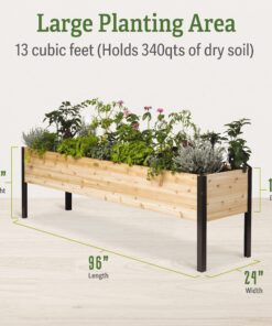 Alternative view of Gardener's Supply Company Raised Garden Bed Elevated Cedar Planter Box | 2' x 8' Standing Garden for Outdoor Plant Vegetables & Flower Gardening Perfect for Patio Deck & Backyard