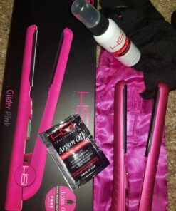 HSI PROFESSIONAL CERAMIC TOURMALINE IONIC DIGITAL FLAT IRON HAIR STRAIGHTENER INCLUDES GLOVE + POUCH AND travel size Argan Oil Leave In Hair Treatment. WORLDWIDE DUAL VOLTAGE 110v-220v (Black) Black 44 816VqoS2VVL