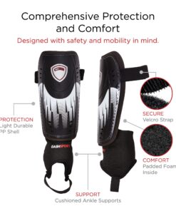Soccer Shin Guards -Youth Sizes - by DashSport - Best Kids Soccer Equipment with Ankle Sleeves - Great for Boys and Girls White Medium 4'7 - 5'3 7 816WV9QaTiL