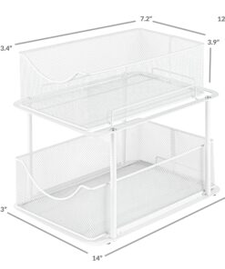 Sorbus 2 Tier Under Sink Bathroom Organizers and Storage, Strong Steel Mesh Sliding Drawers for Enhanced Bathroom Storage Ideal Bathroom Organization and Storage & Under Kitchen Sink Organizer (White) White 21 816Wi404opL