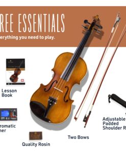 Cecilio CVN-300 Solidwood Ebony Fitted Violin with D'Addario Prelude Strings, Size 1/2 23 816XRY6O5sL