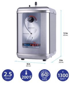 Ready Hot 41-RH-200-F560-CH Instant Hot Water Dispenser System, 2.5 Quarts, Manual Dial Dual Lever Hot and Cold Water Faucet Polished Chrome Manual Hot & Cold 17 816YBV05gOL