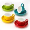 Espresso Cups and Saucers by Easy Living Goods - 3-Ounce Demitasse for Coffee, Set of 4, Assorted Colors (Vibrant) Assorted,Yellow,Blue,Green 2 816ZLflUSdL