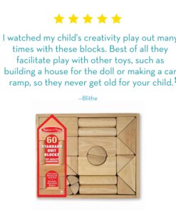 Melissa & Doug Standard Unit Solid-Wood Building Blocks With Wooden Storage Tray (60 pcs) - Classic Blocks For Toddlers Ages 3+ 36 816ZU6MmNoL