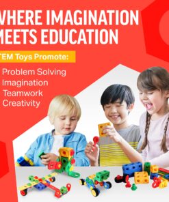 Brickyard Building Blocks STEM Toys - Educational Building Toys for Kids Ages 4-8 with 163 Pieces, Tools, Design Guide and Toy Storage Box, Gift for Boys & Girls 163 Piece 28 816a1RUd0GL 1