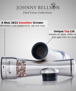 Premium Stainless Steel Salt and Pepper Grinder Set - Pepper Mill and Salt Mill, Spice Grinder with Adjustable Coarseness, Ceramic Rotor, Tall Salt and Pepper Shaker, Brushed Stainless - Free eBook 23 816cr7KiJML