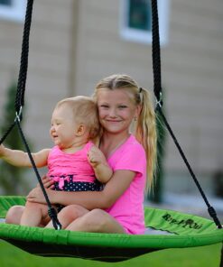 Royal Oak Saucer Tree Swing,Giant 40 Inches with Carabiners and Flags, 700 lb Weight Capacity, Steel Frame, Waterproof, Easy to Install with Step by Step Instructions, Non-Stop Fun! (Green) Green 20 816e4GxLtFL