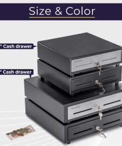Cash Register Drawer for Point of Sale (POS) System with Removable Coin Slots, 5 Bill/6 Coin, 24V, RJ11/RJ12 Key-Lock, Media Slot, Black 5 Bill 6 Coin 17 816gI5KajAL
