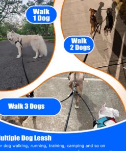 Heavy Duty 3 Dog Leash No Tangle Multiple Dog Leash Triple Dog Leash(30-200 Lbs) Double Dog Leash for 2 Dogs,360°Swivel 3 Way Dog Leash Interchangeable Two Dog Leash with Hand-Protected Handle L / For 20LBs - 150LBs Dogs Black 22 816hxzhR3LL