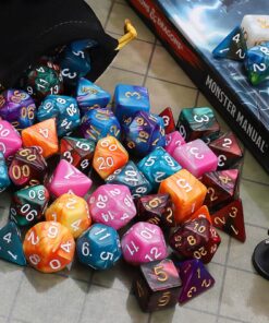 QMay DND Dice Set with 6 Pattern Dice Bag, 42 Pieces, 6 Sets Double - Colors Polyhedron Great for Dungeons and Dragons RPG MTG Table Games 6 sets-42pcs 28 816jNV1k1OL