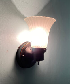 Design House 505115 Village 1-Light Indoor Dimmable Wall Sconce Frosted Flute Glass with Twist On/Off Switch for Bathroom Bedroom Hallway, 8.25" H x 5.1" W, Oil-Rubbed Bronze 34 816jpnY0vtL