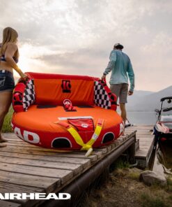 Airhead Big Mable Towable 1-2 Rider Tube for Boating and Water Sports, Heavy Duty Full Nylon Cover with Zipper, EVA Foam Pads, Patented Speed Safety Valve for Inflating & Deflating, Dual Tow Points 21 816lzkCJPtL