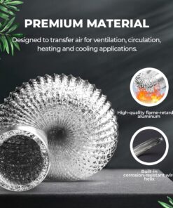 iPower GLDUCT25C 6 Inch 25 Feet Non-Insulated Flex Air Aluminum Ducting Dryer Vent Hose for HVAC Ventilation, 6 in 25 ft-1Pcs, 2 Clamps included, Silver 13 816nKM7V5 L