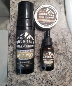 Beard Balm – Sandalwood Blend - Rocky Mountain Barber – with Nutrient Rich Bees Wax, Jojoba, Shea Butter, Coconut Oil – Contains Real Sandalwood Essential Oil 15 816oSv0npqL