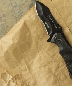 MTech USA – Spring Assisted Folding Knife – Black Stainless Steel Blade and Black Aluminum Handle with Rope Cutter, Glass Punch and Pocket Clip - Hunting, Camping, Survival, Tactical, EDC – MT-A845BK Black Blade 36 816pH0mbrMS