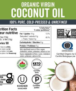 Alternative view of Viva Naturals Organic Coconut Oil - Unrefined and Cold-Pressed, Natural Hair Oil, Skin Oil and Cooking Oil with Fresh Flavor, Non-GMO Extra Virgin Coconut Oil (Aceite de Coco), USDA Organic, 54 oz 54 Fl Oz (Pack of 1)