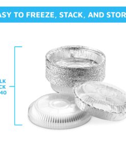 MontoPack 9” Round Aluminum Foil Pans with Clear Lids | Disposable Containers with Straight Walls for Storing, Baking, Meal Prep & Reheating | Freezer & Oven Safe, Recyclable | 40 Pack of Tins 20 816qgaHEHSL