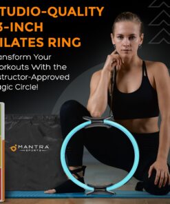 Alternative view of Pilates Ring Circle, Fitness Ring Magic Circle Pilates Ring 13 Inch, Inner Thigh Exercise Equipment for Women, Thigh Master Pilates Equipment for Home Workout, Pelvic Floor Muscle Trainer Power Kit Turquoise (For Heights 5'0" - 5'9")