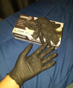 AMMEX Black Nitrile Exam Gloves, Box of 100, 3 Mil, Size Large, Latex Free, Powder Free, Textured, Disposable, Non-Sterile, Food Safe, ABNPF46100BX Large (Pack of 100) Beaded Cuff 25 816uTs7XohL