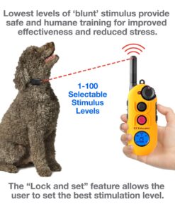 Alternative view of Educator EZ 1/2 Mile Dog Training Collar with Ergonomic Remote, Safe Humane Vibration Stimulation, Pavlovian Tone, Waterproof, Odorproof Biothane Collar, Night Light, Rechargeable, 1 Dog, Yellow