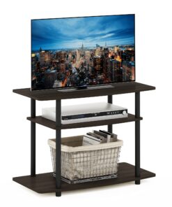 Furinno Turn-N-Tube No Tools 3-Tier Entertainment Center TV Stand for TV up to 32 Inch, Plastic Round Tubes, Dark Brown/Black 32-Inch Plastic Poles 25 816wUYOK1IL
