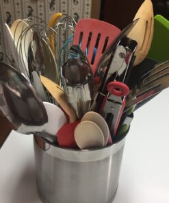 Oggi Stainless Steel Jumbo Utensil Holder - 7" Utensil Caddy, Weighted Base for Stability - Extra Large Utensil Crock and Countertop Utensil Organizer, Stainless Steel Stainless Steel - 7" 50 816x5pxmimL