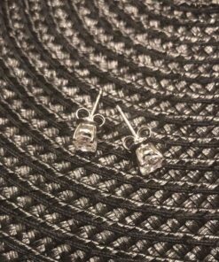 Amazon Essentials Plated Sterling Silver Cubic Zirconia Stud Earrings (Round & Princess) White/Platinum 5 mm Round Cut 35 816z nTR9L 1