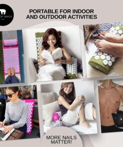 BED OF NAILS The Original Premium Acupressure Mat & Pillow Set, 10,962 Acupuncture Pressure Points for Back Pain Relief, Increased Energy, Relaxation, FSA/HSA Eligible, Drawstring Bag, Green 15 816zy BWslL