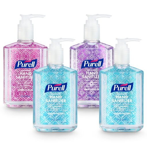 Purell Advanced Hand Sanitizer Refreshing Gel Design Series, Clean Scent, 8 Fl Oz Pump Bottle (Pack of 4), 9652-06-ECDECO 8 Fl Oz (Pack of 4)