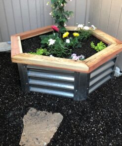 Sunnydaze 40-Inch Hexagon Galvanized Steel Raised Garden Bed Kit - Outdoor Metal Planter for Plants and Vegetables - Silver 51 817 7xtzeoL