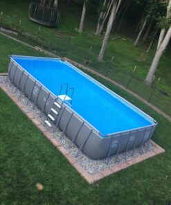 Intex 24ft X 12ft X 52in Ultra Frame Rectangular Pool Set with Sand Filter Pump, Ladder, Ground Cloth & Pool Cover 24 ft x 12 ft x 52 in 42 817 H8 I8jL