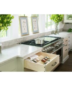 Rev-A-Shelf 22" 3 Tiered Seasoning Organizer, Trim-to-Fit Wooden Kitchen Draw and Cabinet Home Storage Insert, Pull Out Spice Rack, Maple, 4SDI-24 22 Inch 22 817 di9KSML