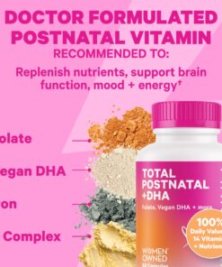 Pink Stork Postpartum Recovery Care Package: Postnatal Vitamins and Herbal Teas for New Moms, with Red Raspberry Leaf, Chamomile, DHA, Iron, Folate, and Vitamin B12 - Set of 3 12 8170oSJn92L