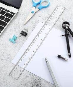 50 Pack Clear Plastic Ruler, 12 Inch Standard/Metric Rulers Straight Ruler Measuring Tool for Student School Office (Clear) 12 8171SRVaX6L