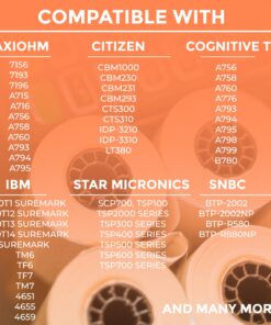 Thermal Printer Receipt Paper Rolls 3 1/8 x 230 for Clover Station Pro Cash Registers and All POS Cash Registers Star Micronics BPA Free (32 Pack) 32 Rolls 3-1/8" x 230' 15 8175WI8Qu3L