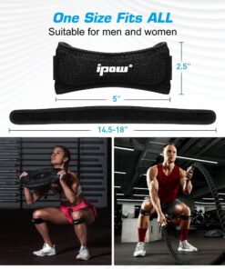 IPOW 2 Pack Knee Pain Relief & Patella Stabilizer Knee Strap Brace Support for Hiking, Soccer, Basketball, Running, Jumpers Knee, Tennis, Volleyball & Squats. One Size Black 21 8176Mmj3EeL
