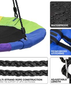 Sorbus 40" Saucer Swing for Kids - 220lbs Outdoor Swing Fun- Tree Glider Therapy Swing for Kids- Adjustable Ropes & Durable Swing Seat- Trampoline Net Swing for Swing Set,Backyard,Indoor/Outdoor,Gift 40 Inch 21 8177bGCXfL