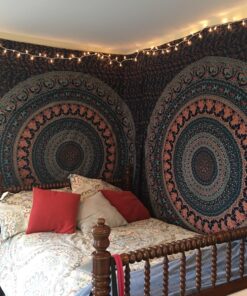 Popular Handicrafts Tapestry Wall Hanging Hippie Mandala Bohemian Hippy Psychedelic Design Indian Magical Thinking Tapestries Bedspread 84x90 Inches,(215x230cm) Navy Blue Full (215cms x 230cms) Neavy Blue 42 8178ro9HItL
