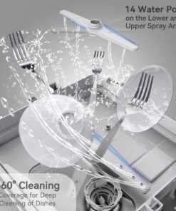 Hermitlux Countertop Dishwasher, 5 Washing Programs Portable Dishwasher With 5-Liter Built-in Water Tank For Glass Door 41 8179jietfKL