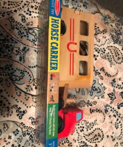 Melissa & Doug Horse Carrier Wooden Vehicle Play Set With 2 Flocked Horses and Pull-Down Ramp - Horse Figures, Wooden Horse Trailer Toy For Kids Ages 3+ 22 817A5kcrj5L