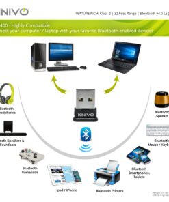 Kinivo USB Bluetooth Adapter for PC BTD400 (Bluetooth 4.0 Dongle Receiver, Low Energy) - Compatible with Windows 11/10/8.1/8, Raspberry Pi, Linux, MacOS, Laptop & Headphones 27 817CFYIMVvL 1