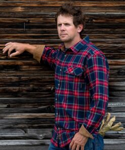 Legendary Whitetails Men's Buck Camp Flannel, Long Sleeve Plaid Button Down Casual Shirt, Corduroy Cuffs Cobalt Plaid Large Tall 9 817DCCHOOYL