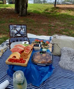 Wicker Picnic Basket for 2 with Waterproof Picnic Blanket, Picnic Set for 2 with Sand-Proof Beach Mat,Willow Hamper Service Gift Set for Camping and Outdoor Party Best Gift 15.4" For 2 50 817FG6oXVFL