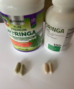 FRESH HEALTHCARE Moringa Oleifera 180 Capsules – 100% Pure Leaf Powder - 3 Month Supply - Non GMO and Gluten Free - Complete Green Superfood Supplement - Energy, Metabolism and Immune Support 30 817FOcUUrxL